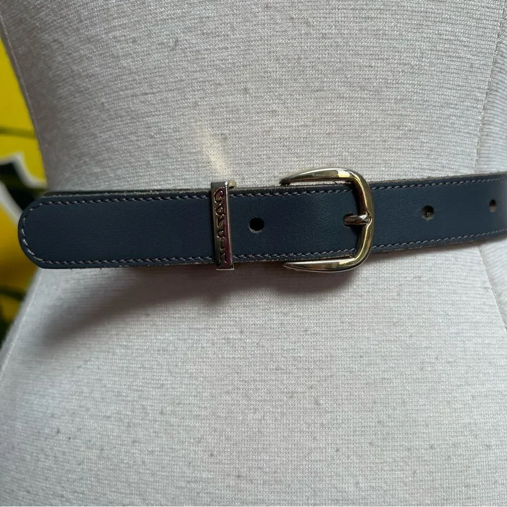 Vintage 1980s Charcoal Gray Leather Pierre Cardin Belt Made in Spain
